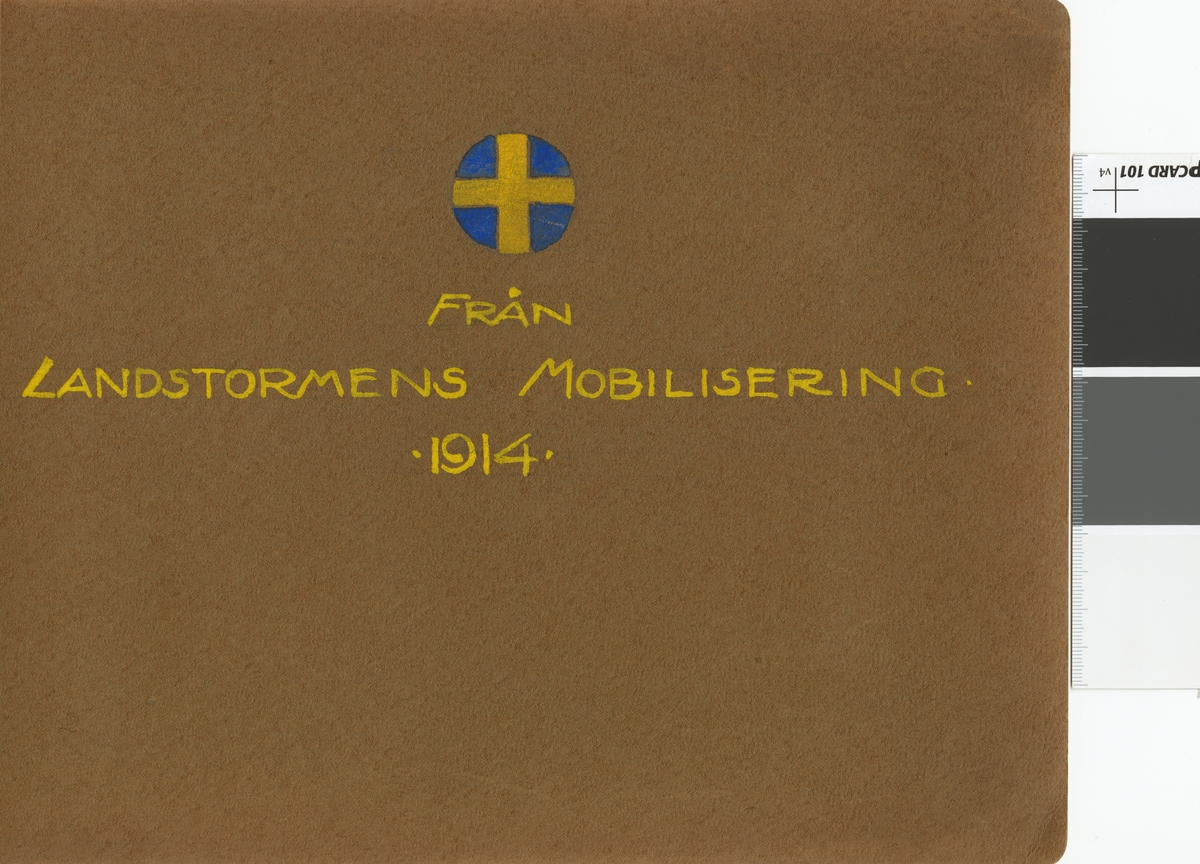 Fotoalbum innehållande bilder från Landstormens mobilisering 1914.
