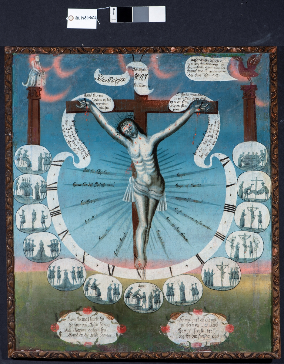 Gjennstand, maleri, kunst, Kristus figur på korset. HH.1980-0027, KRISTUS, BOLSTAD, HDH. 12?