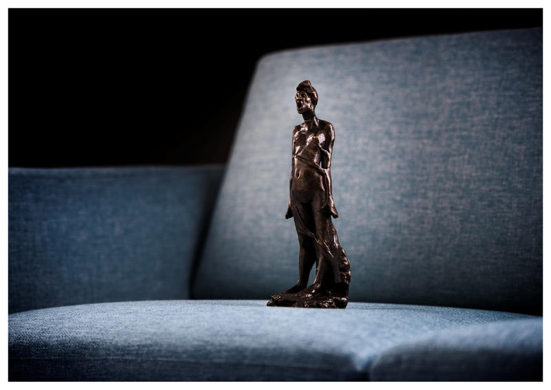 "Redsel" -en liten skulptur som står oppreist og skriker i angst. Av Gustav Vigeland.