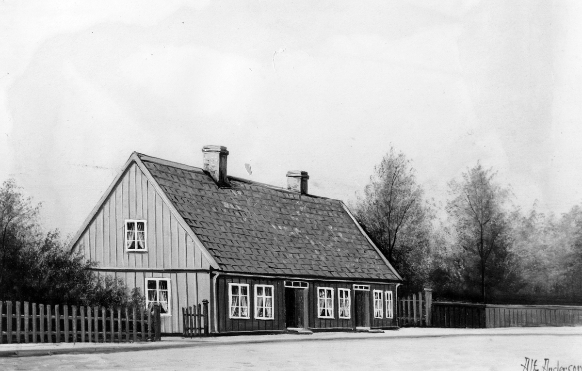 Halmstad, Norra vägen 7. Kv Vindbryggan. Huset som fanns före fastigheten Norra vägen 7 (mitt emot Norre Katts park).
