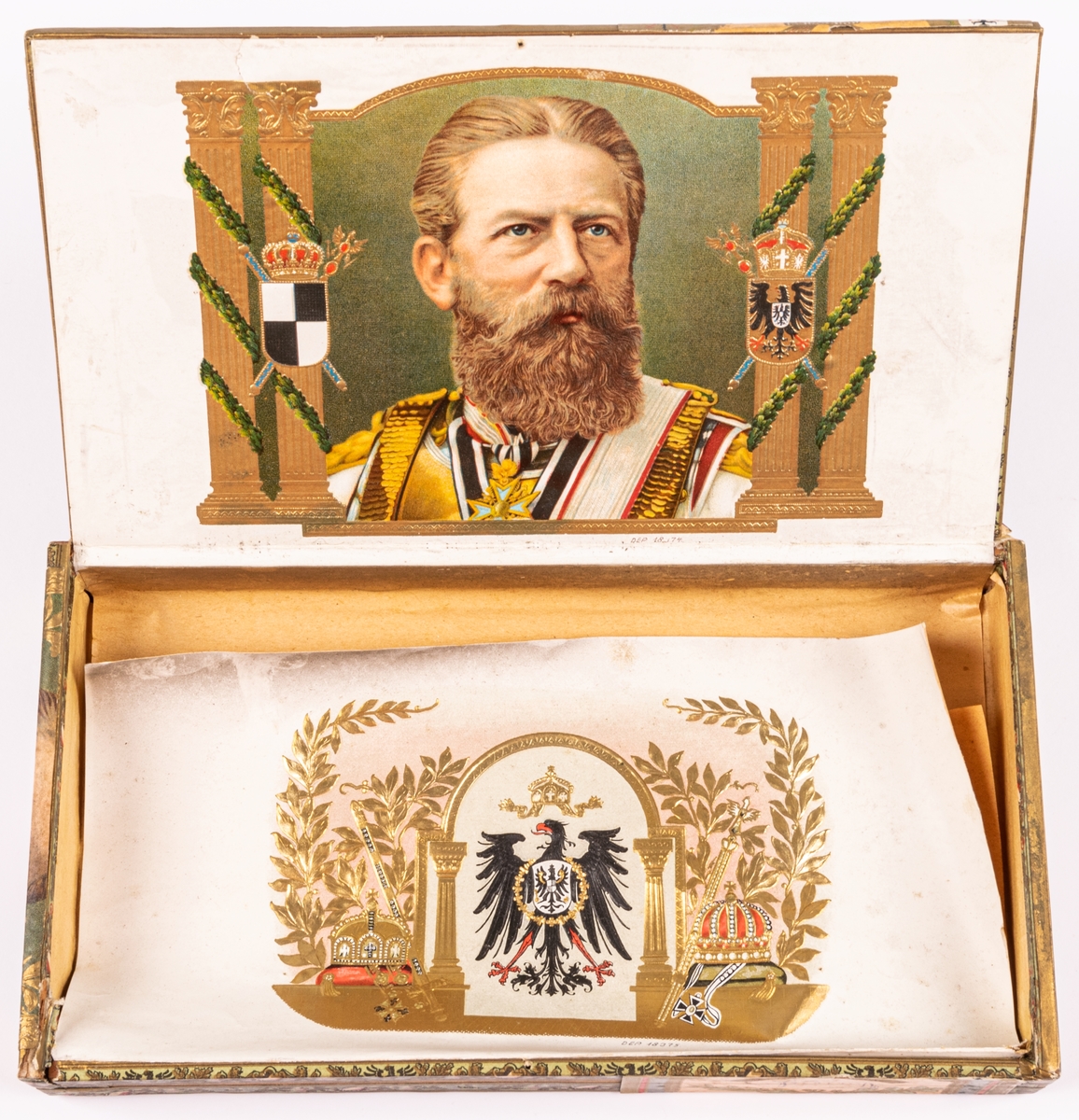 Kaiser Friedrich på etikett samt invändigt papper.