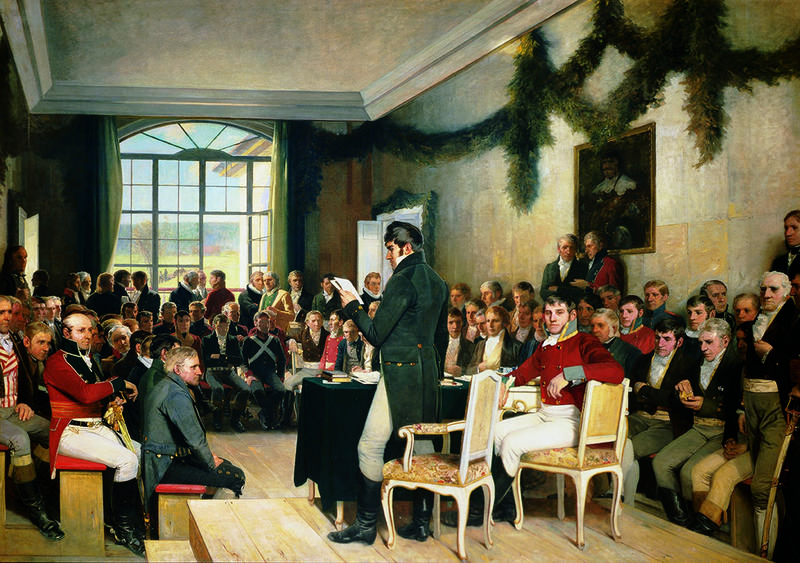 Eidsvold 1814 av Oscar Wergeland (1844 – 1910). Malt 1884 – 1885. Stortinget / Stortingets kunstsamling. (Foto/Photo)