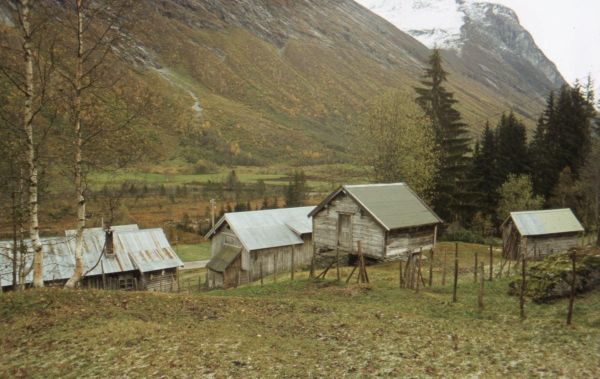 Dokumentasjonsbilder i serie av et eldre gårdsbruk i Valldal, Norddal.