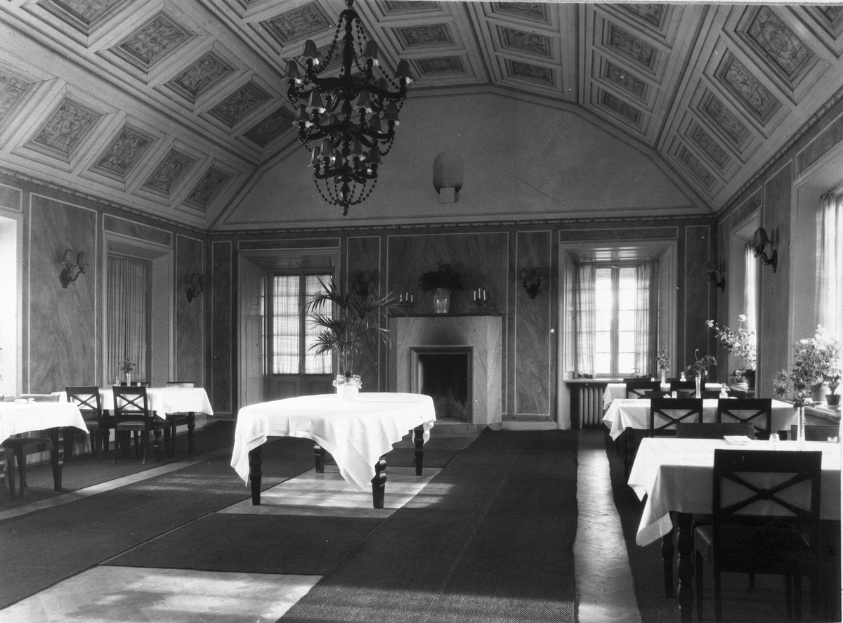 Forsbacka värdshus, stora matsalen. Foto: Carl Larsson, 1920-talets början.