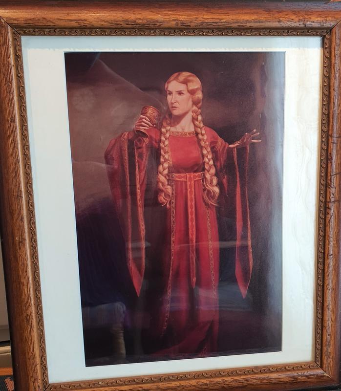 Picture of a painting of Kirsten Flagstad as Isolde. Both artist and where abouts are unknown.