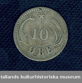 Danskt silvermynt. 10 ØRE (öre) 1889. CHRISTIAN IX KONGE AF DANMARK