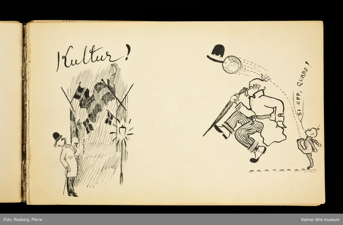 KLM 45042. Skiss, av papper. Liggande format. Humoristisk teckning, original av Per Karls.