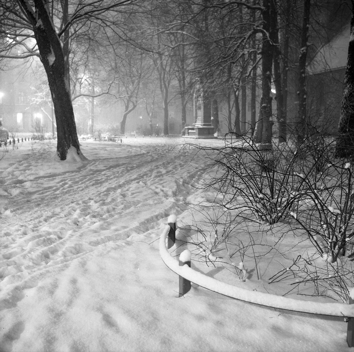 Snøfall i Tordenskioldsparken