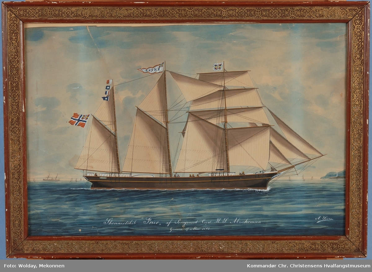 Skonnertskip FRIER av Porsgrund, 17. Mai 1893.