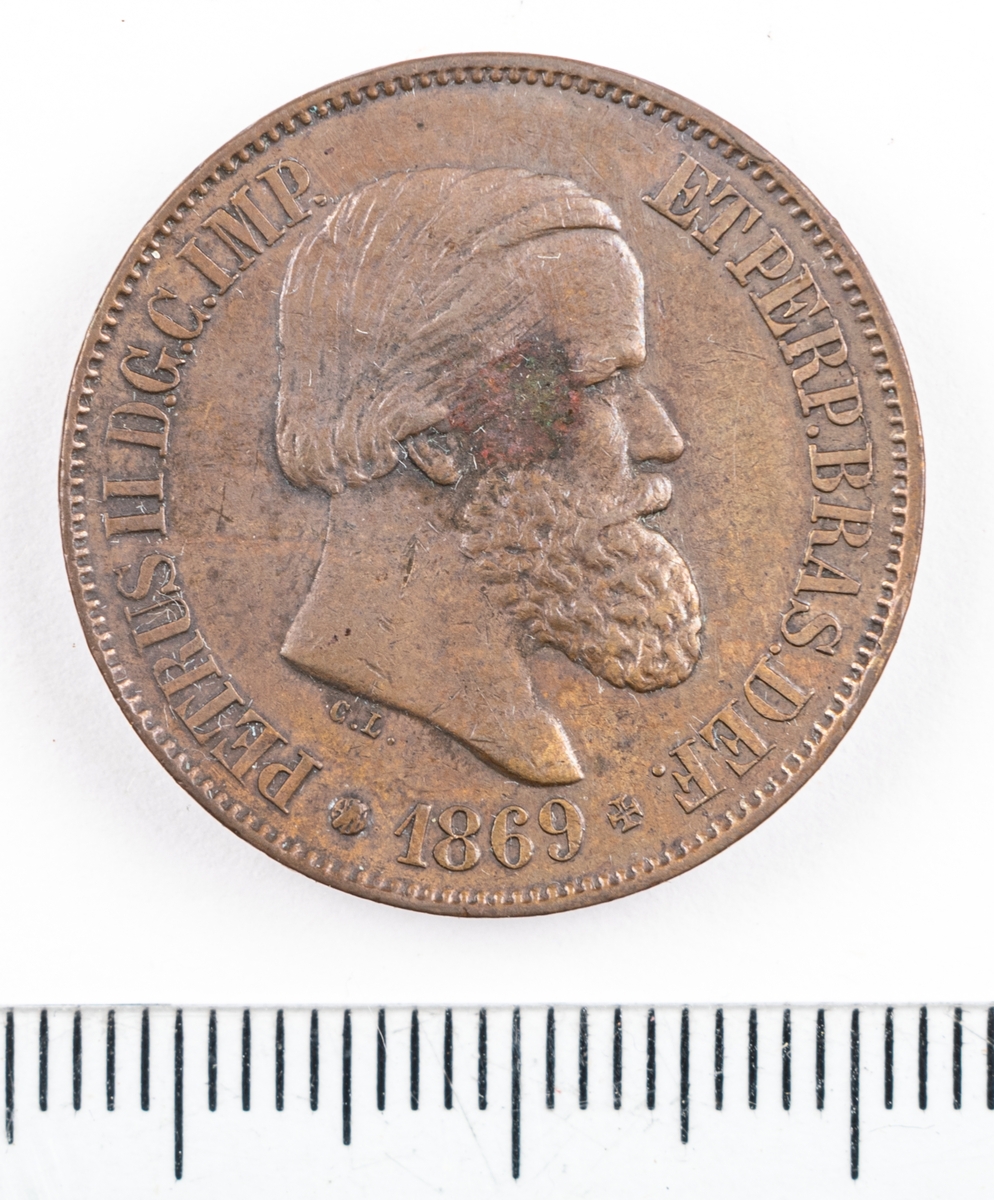 Mynt, Brasilien, 1869. 20 Reis