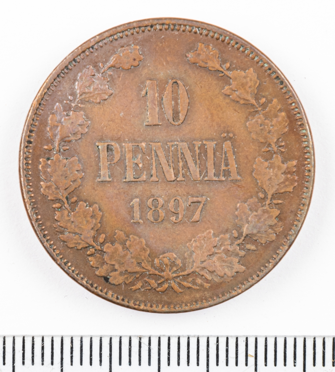 Mynt Finland 1897 10 Penniä.