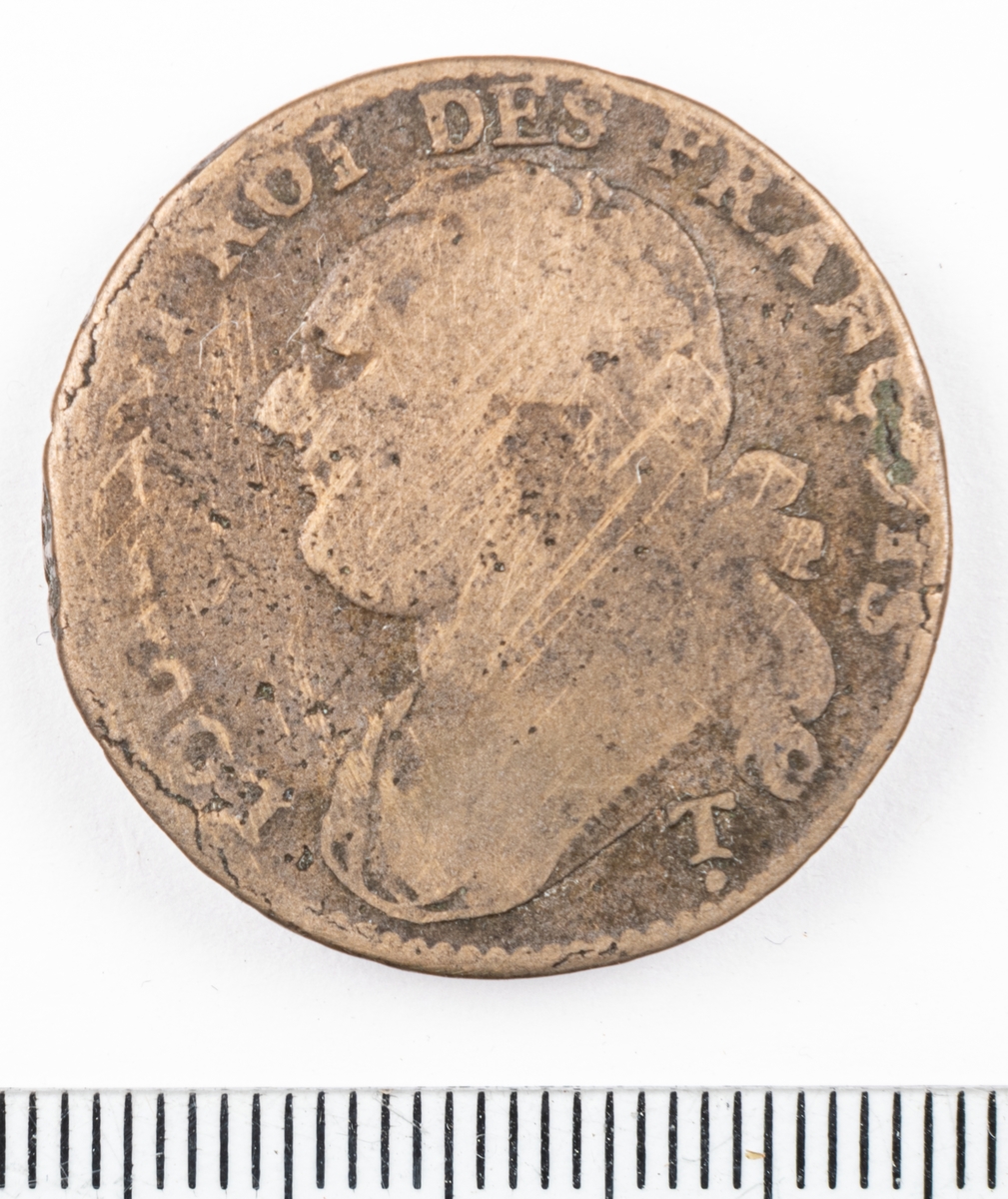 Mynt Frankrike 1792 12 Deniers.