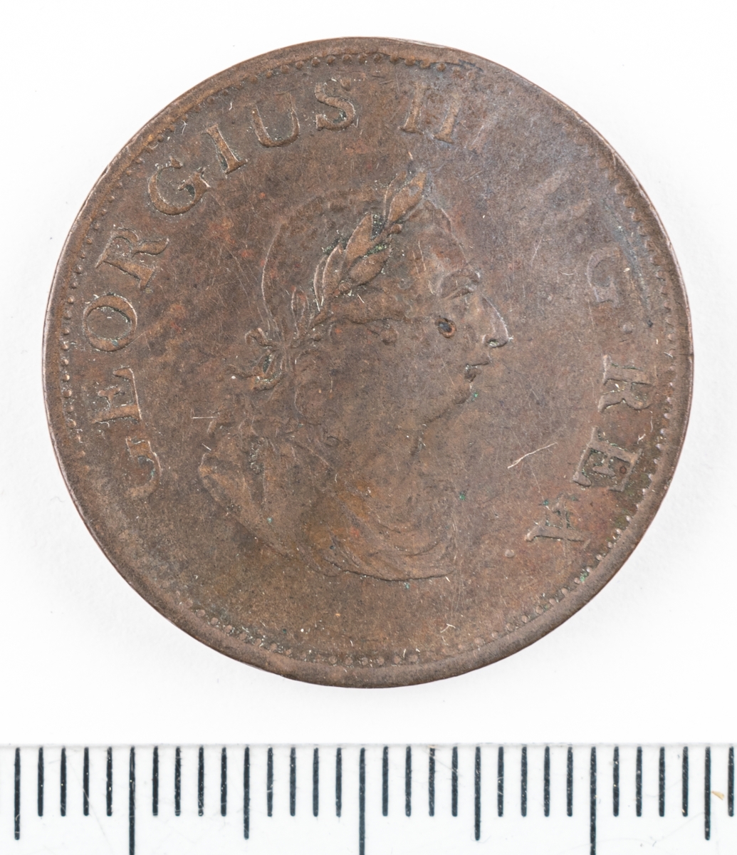 Mynt Irland 1805, ½ Penny.