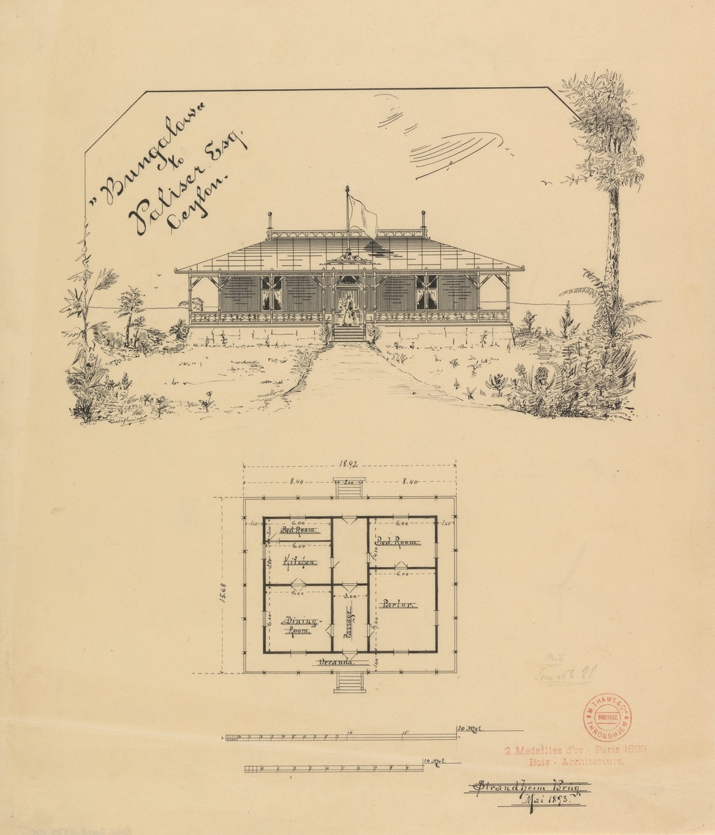 Hus for herr Paliser på Ceylon [Fasadeoppriss]