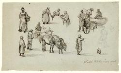 Figur- og dyrestudier [Tegning]