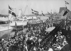 Kongelige, Danmark, by, parade, havn, hjuldamper, landauer,