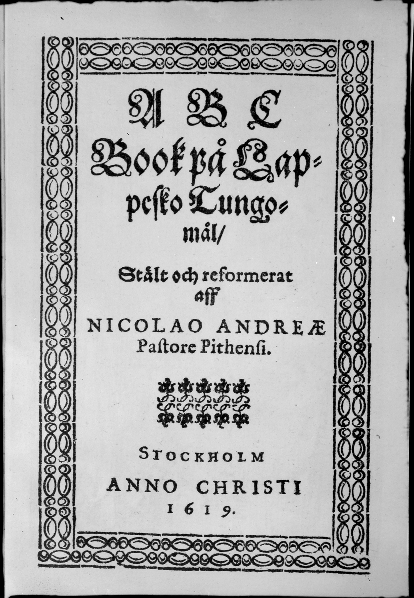 ABC bok på samisk utgitt i Stockholm 1619
