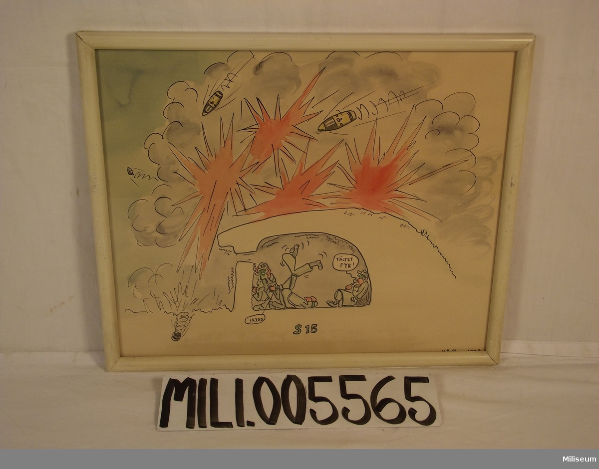 Akvarell föreställande felskjutning, 1947

Se notering på baksidan.