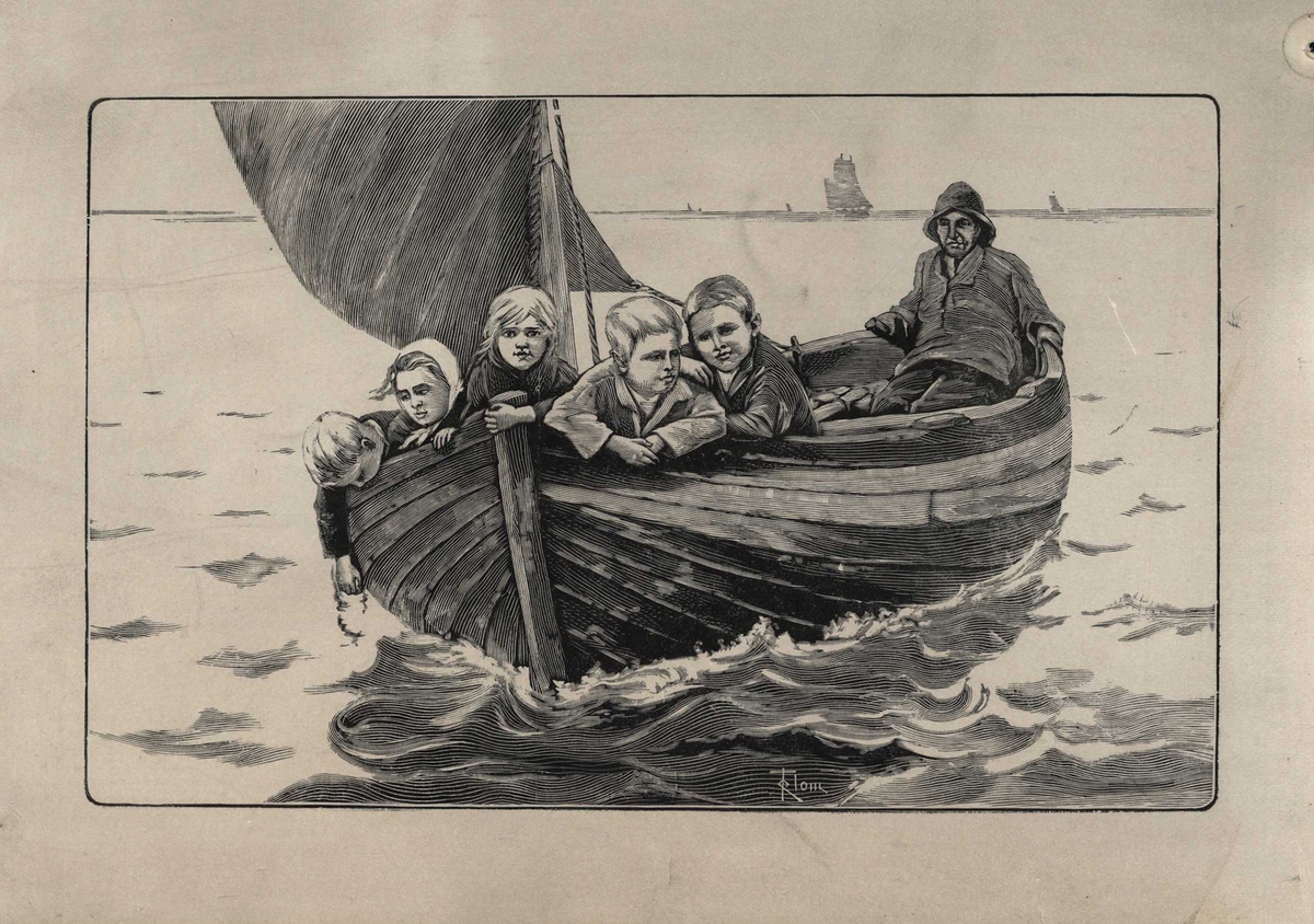 Mann og barn i seilbåt