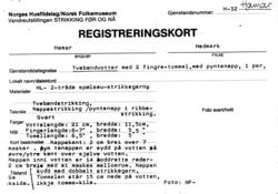 Strikking, Tvebandvotter med 2 fingre + tommel, med pyntenap