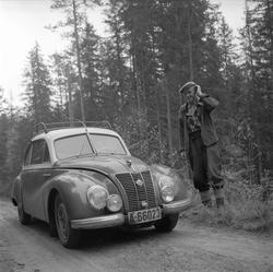Hovin, Telemark, 1956. Den poststreikende Fossobygda. Mann o
