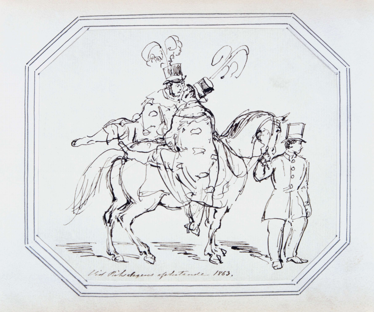 "Vid Riksdagens afslutande 1863". Tuschteckning av Fritz von Dardel, 1863