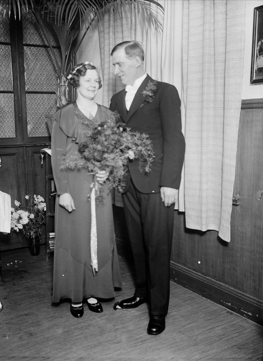 Bröllop - brudparet Karl Vallström, Uppsala 1934