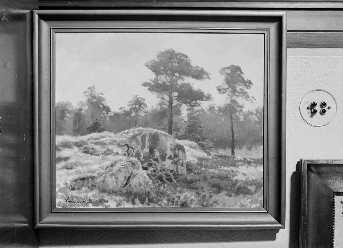 Oljemålning av Lindorm Liljefors tillhörande Per Johan Högfeldt, Nyborgs gård, Håtuna socken, Uppland 1940