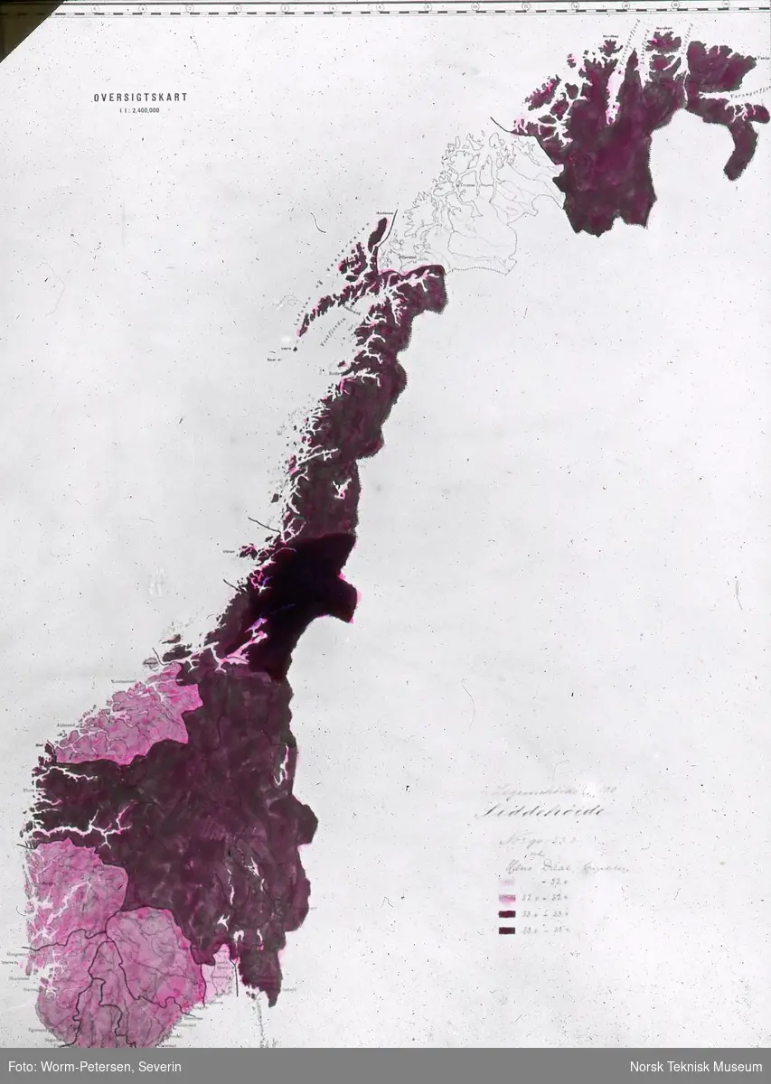 Kart over Norge, viser høyde