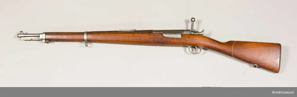 Samhörande nr 31714-7, gevär, bajonett, balja, mynningsskydd.Gevär m/1889, Danmark.Grupp E II.