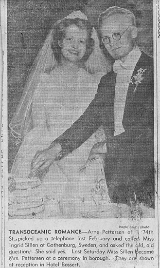 Brudparet Arne och Ingrid Pettersen 1941