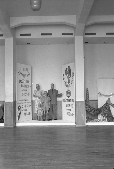 Text till bilden: "Konsum. Skyltmonter i Folkets Hus. B-sal. 1949.04.07"












i