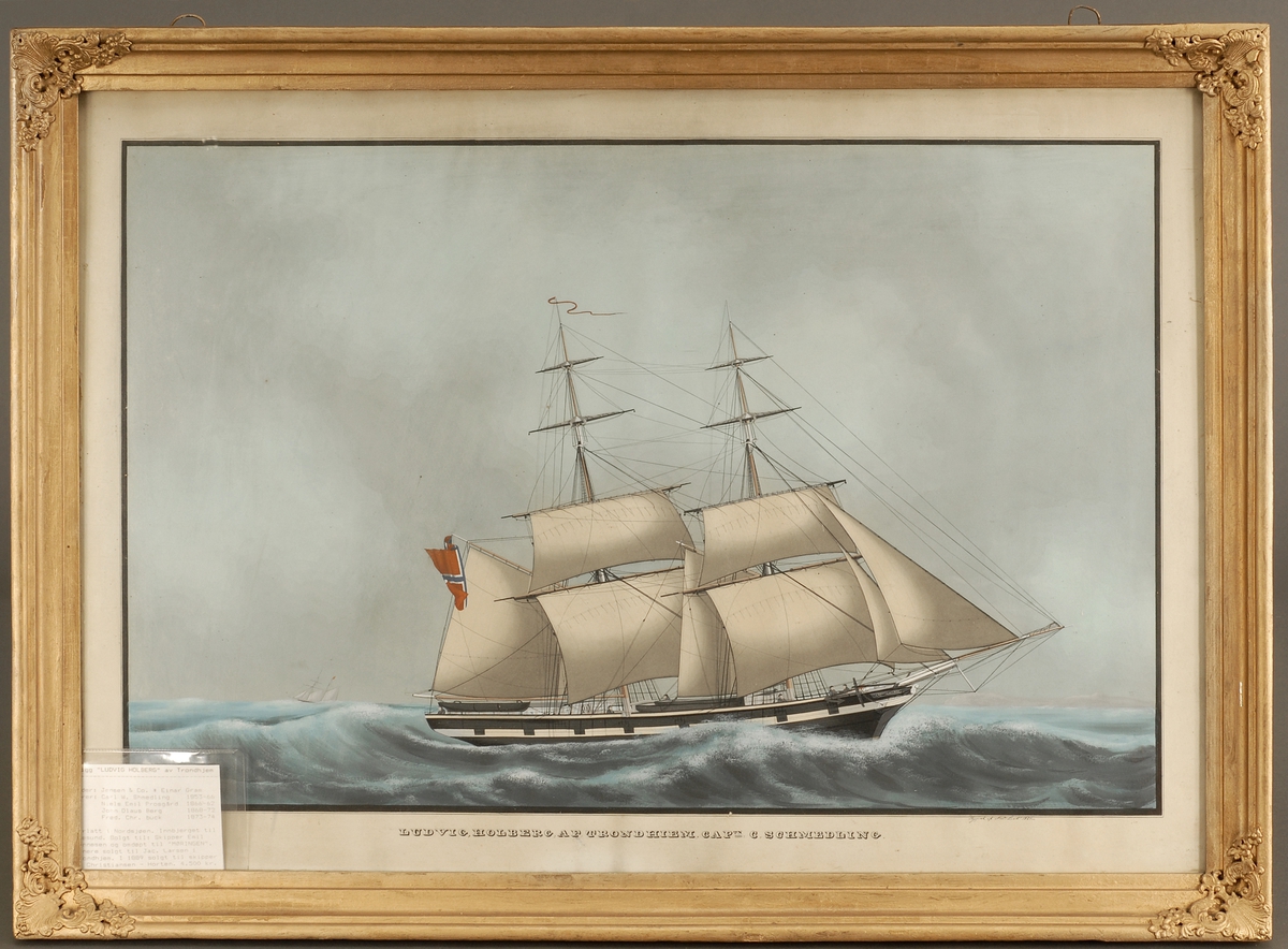 Fartøyet Ludvig Holberg med fulle seil.