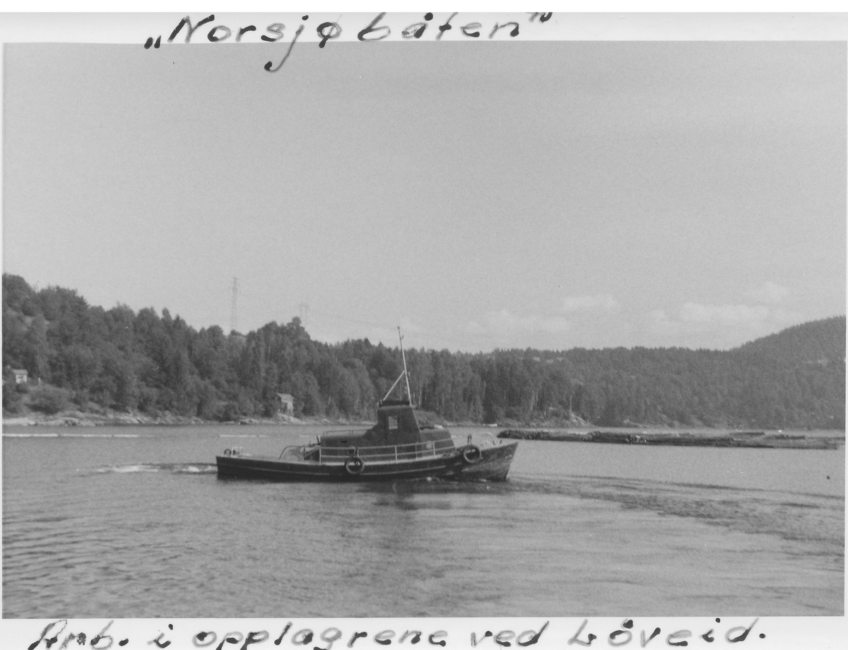 "Norsjøbåten" arbeid i opplagene ved Løveid, Solum, 1960-tallet
