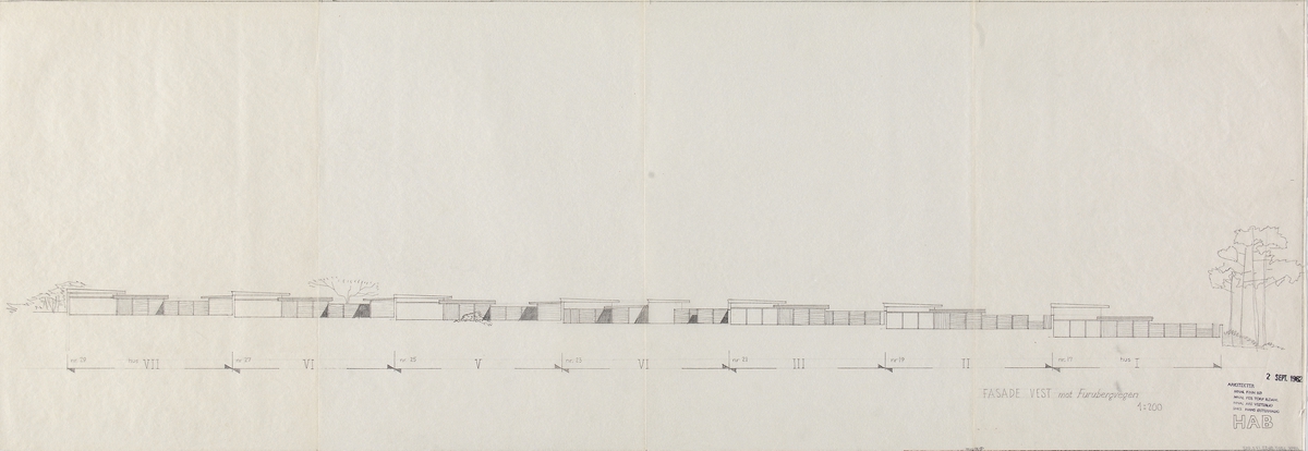 Atriumhus i Furubergveien, Hamar [Fasadeoppriss] - Nasjonalmuseet ...