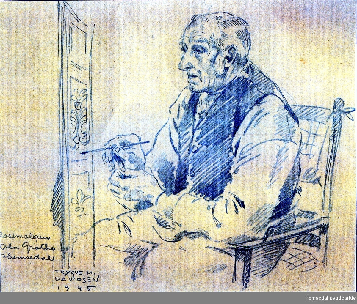 Rosemålaren Ola Grøthe, fødd 1875.