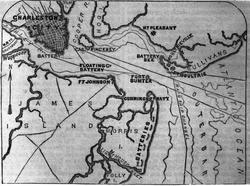 Kart Charleston Harbour og Fort Sumter V. 1 s. 445
