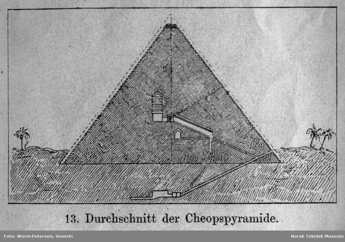 Illustrasjon, snitt gjennom Kheopspyramiden