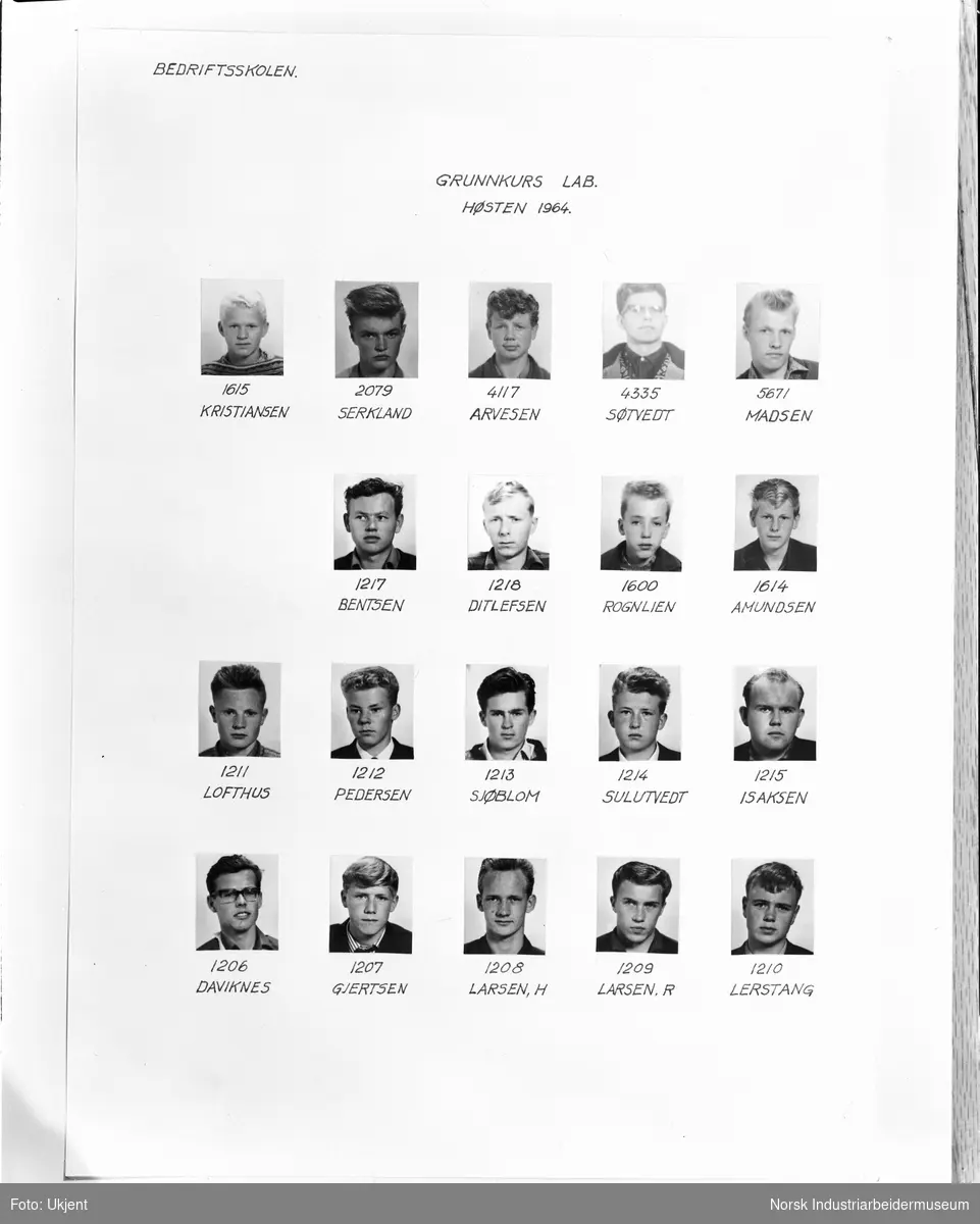 Bedriftsskolen. Klasseoppsett ved grunnkurs lab., høsten 1964.