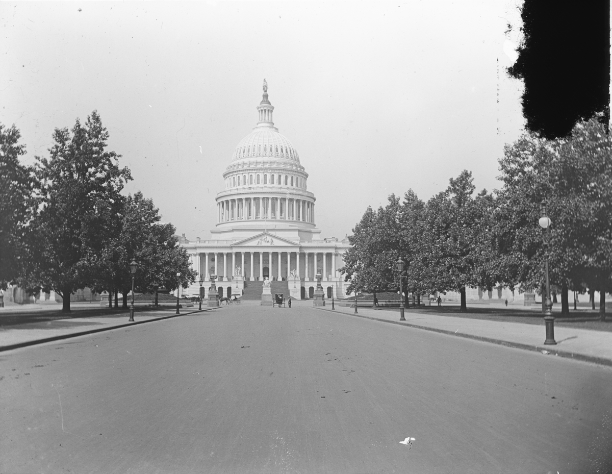 Skioptikonbild. Regeringsbyggnaden Kapitolium i Washington.