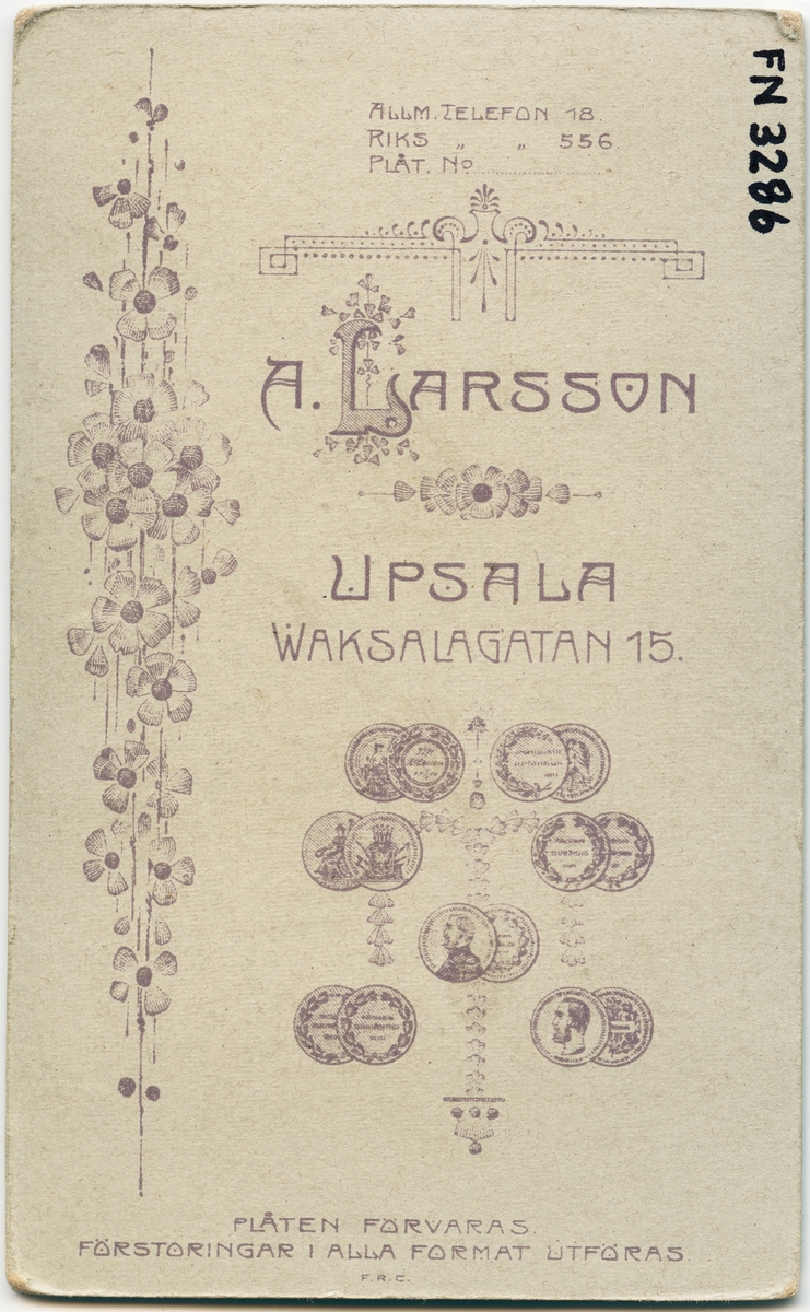 Kabinettsfotografi - man och kvinna, Uppsala 1909