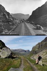 Refotografering.  Dyrskar på den gamle veien over Haukeli i 