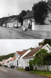 Refotografering. Småhusbebyggelse i Mandal, fotografert 1912