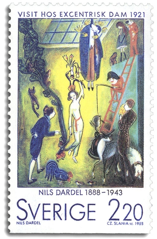 Visit hos excentrisk dam, målning av Nils von Dardel.