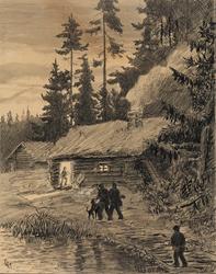 Jegere på hjemvei [Tegning]