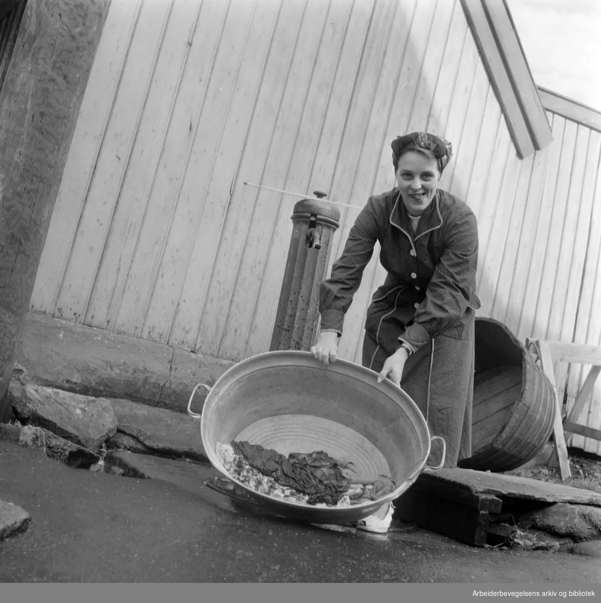 Klesvask. Enerhaugen. .Stupinngata - Johannesgt..Juni 1959