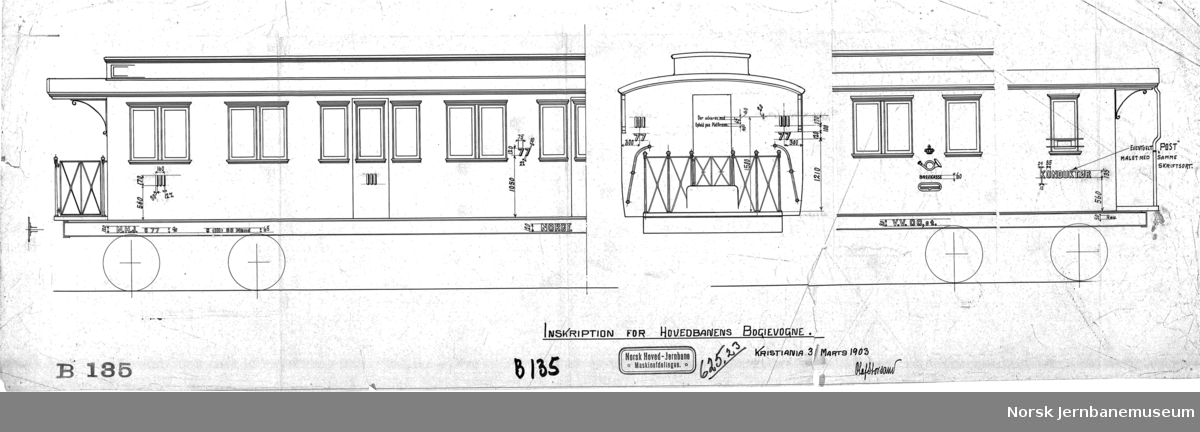B135 Indskription for Hovedbanens Bogievogne
B135-tillegg Indskription for Hovedbanens Post og Stoppevogne