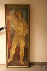 Herren kommer fra badstuen. Selvportrett [Maleri]