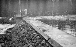 Øygardsdammen i elva Rinda, fotografert under damslippet vår