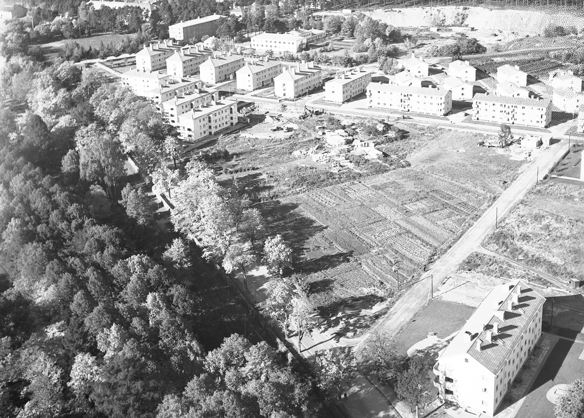 Flygbild över Västra Vägen med stadsparken till vänster. År 1940.




